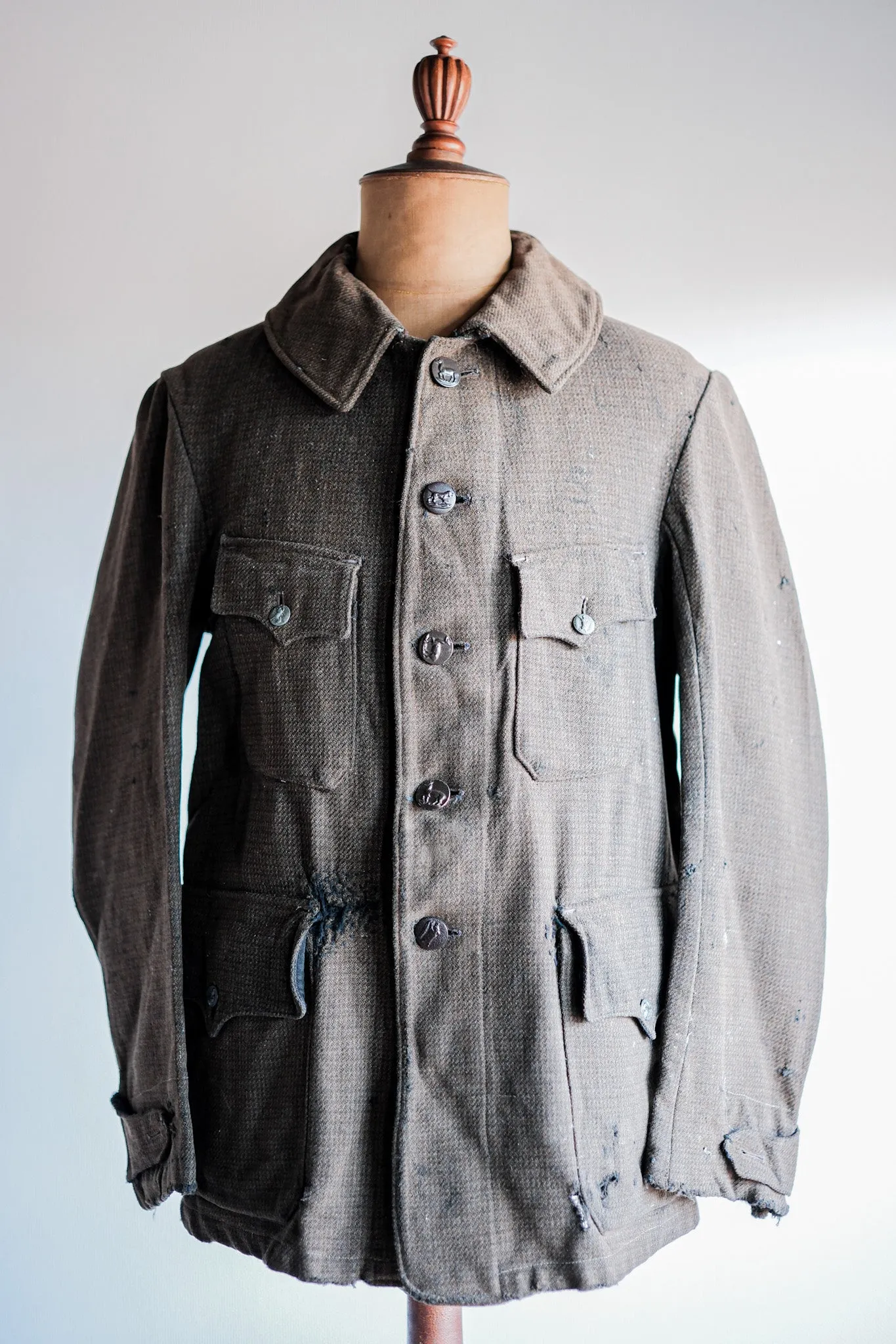 [~ 30's] Veste de chasse en laine brune vintage française 