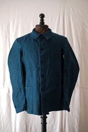 [~ 30's] Veste de travail en lin indigo vintage français