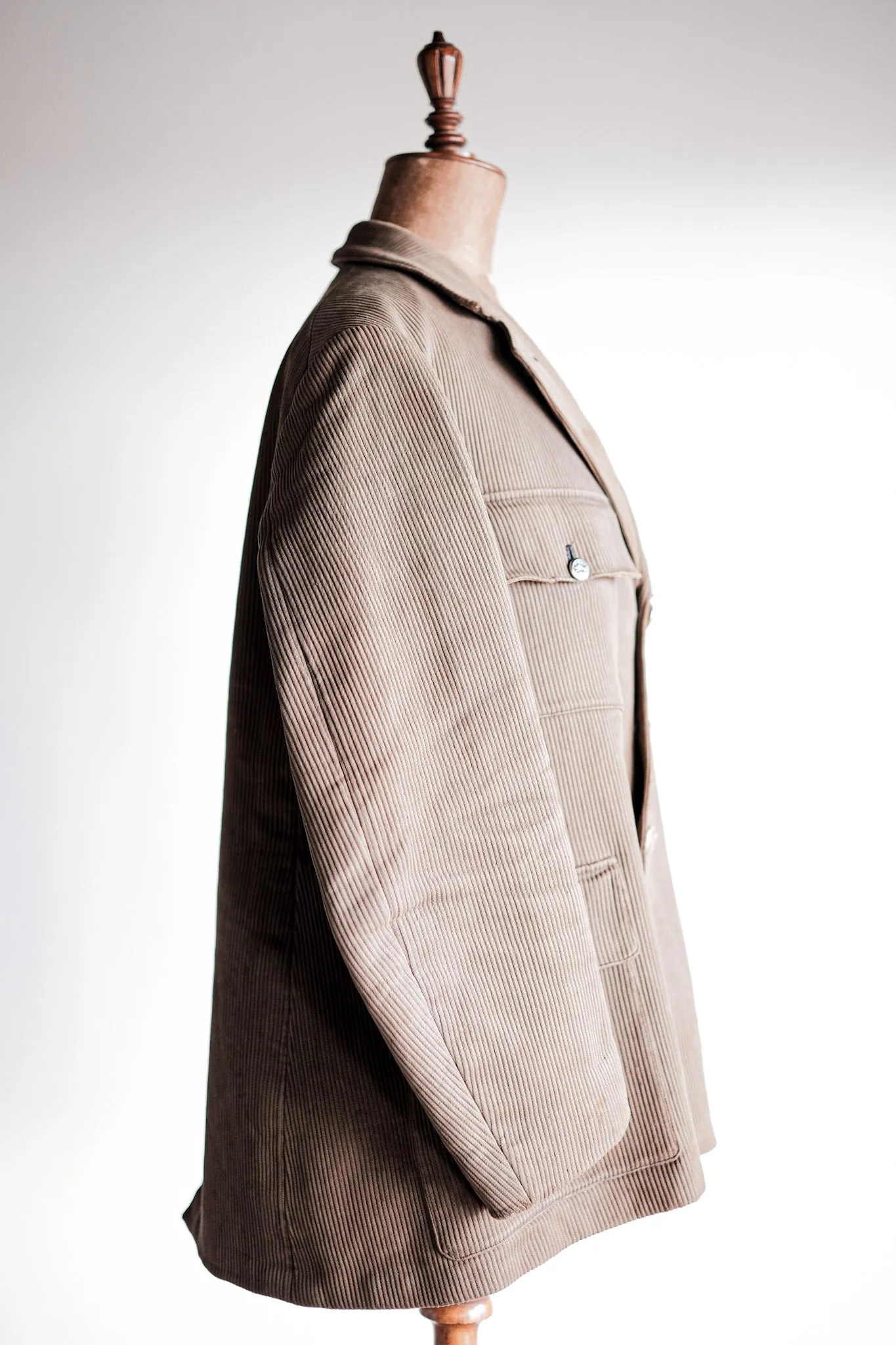 [~ 40's] French vintage Brown Cotton Pique Pique Game Keeper Hunting Jacket 