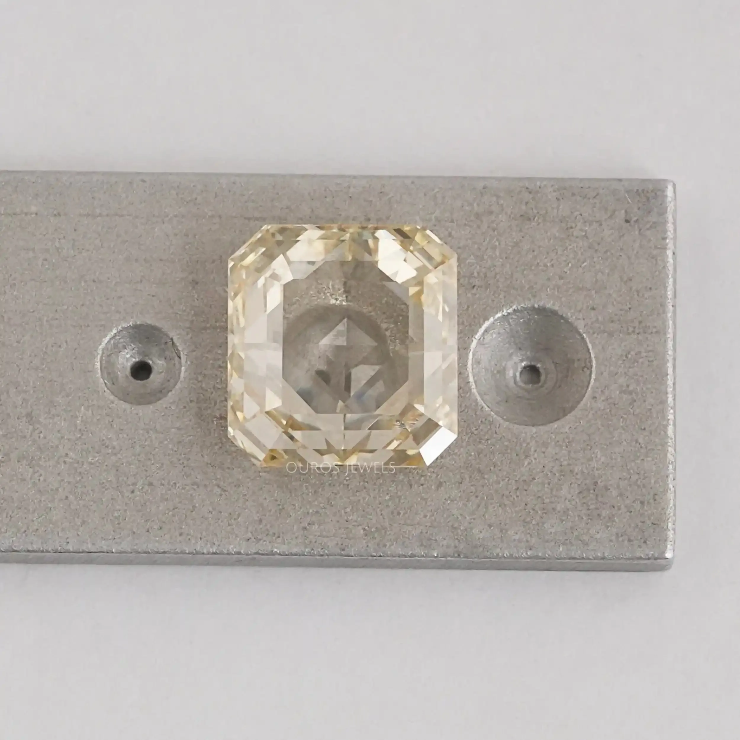 3.45 Carat Rose Cut Yellow Square Radiant Cut Diamond