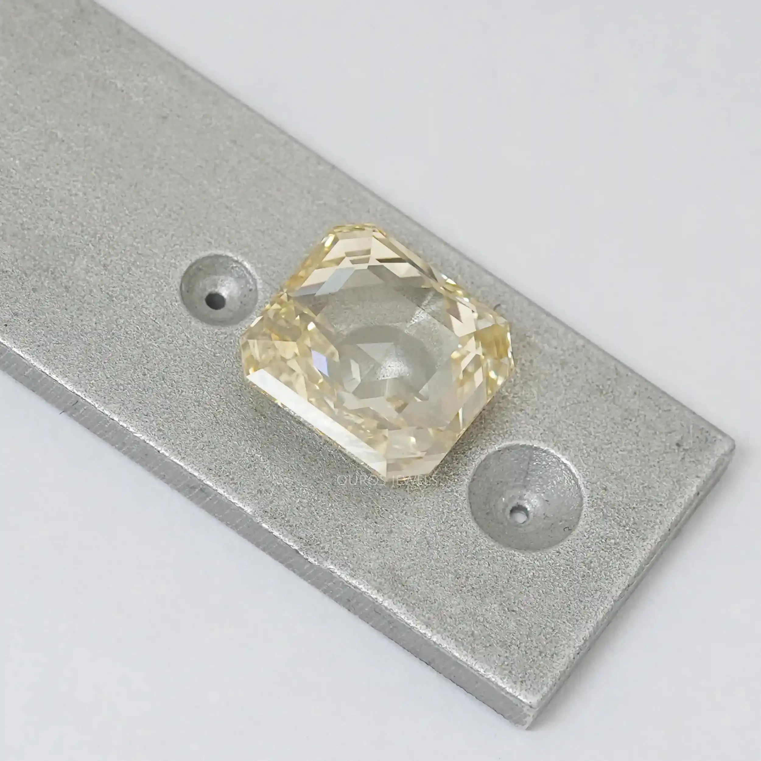 3.45 Carat Rose Cut Yellow Square Radiant Cut Diamond
