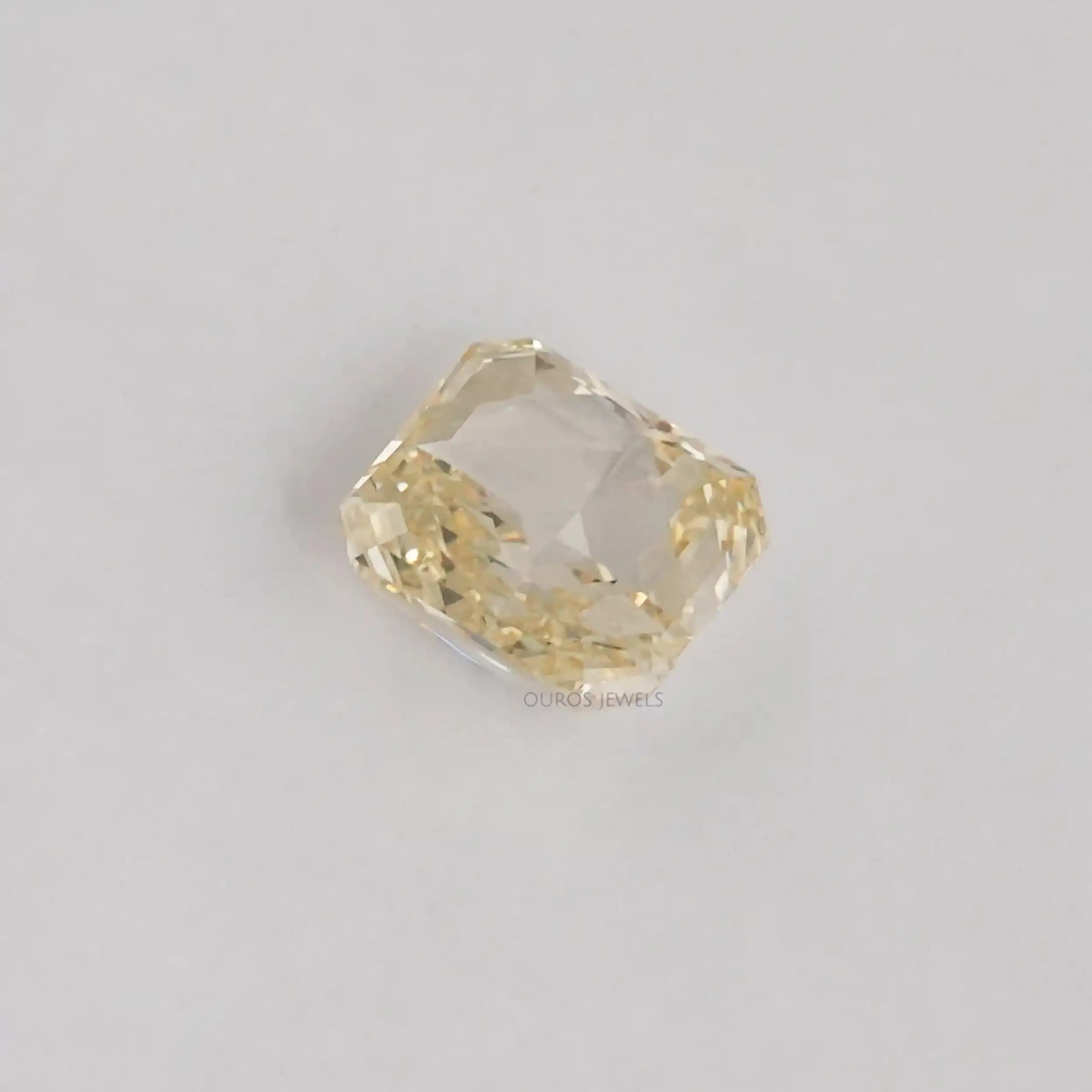 3.45 Carat Rose Cut Yellow Square Radiant Cut Diamond
