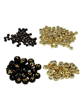 600 Perles alphabet noir/ doré - N/A