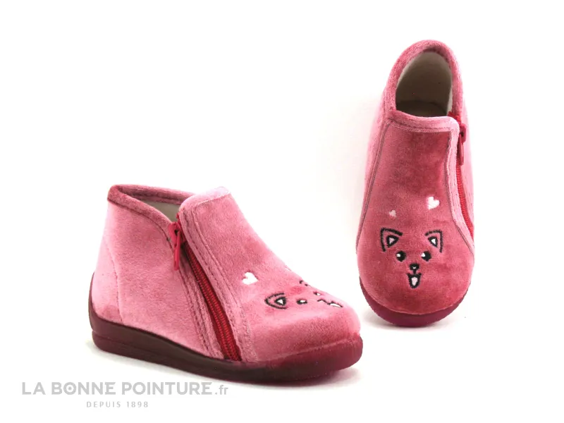 Achat chaussures Bellamy Bébé Chausson Toile, vente Bellamy KID Chat violine - Chausson rose BEBE Fille
