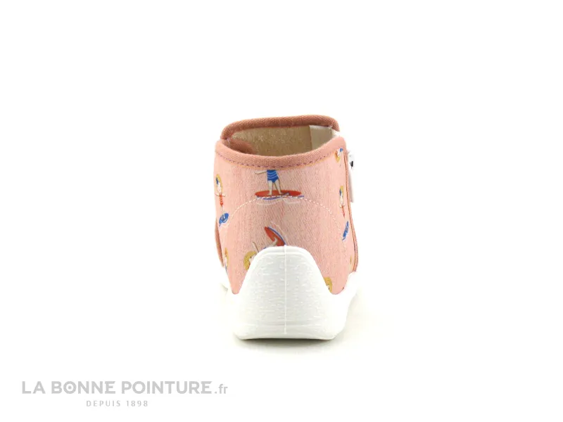 Achat chaussures Bellamy Bébé Chausson Toile, vente Bellamy NANA Surfeuse orange - Chausson fille avec zip
