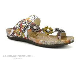 Achat chaussures Laura Vita Femme Entre-doigts, vente Laura Vita LILOO 23 Beige - Tong Femme avec fleurs