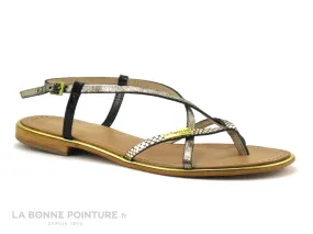 Achat chaussures Les Tropéziennes M.Belarbi Femme Sandale et Nu-pieds, vente Tropeziennes MONACO Noir Or - 09111 - Sandale plate