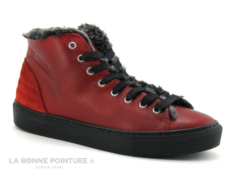 Achat chaussures Moran's Femme Chaussure montante, vente Morans GRALU Rouge - Basket montante Femme - Fourrure grise