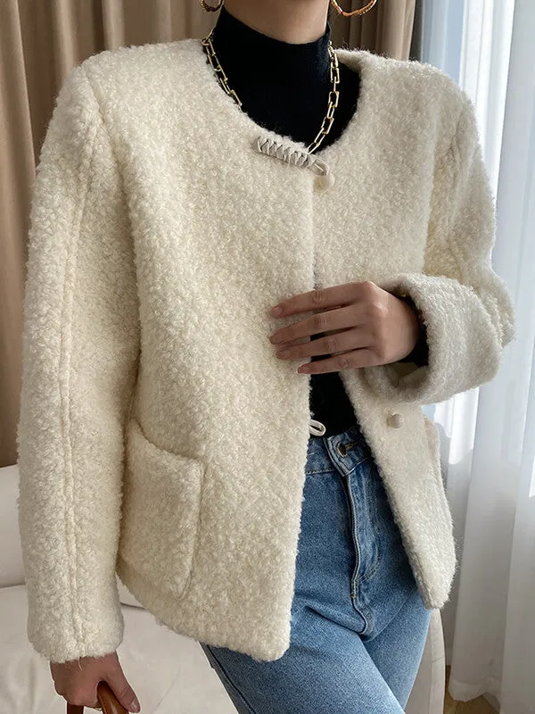 Airchics manteau teddy coat doublé polaire boutonnage avec poches femme mode