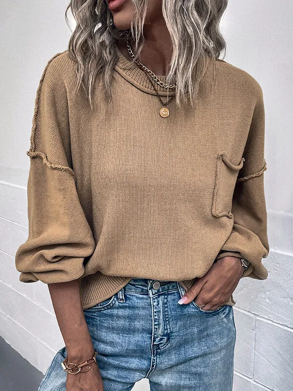 Airchics pull col rond épaule tombante manches longues femme