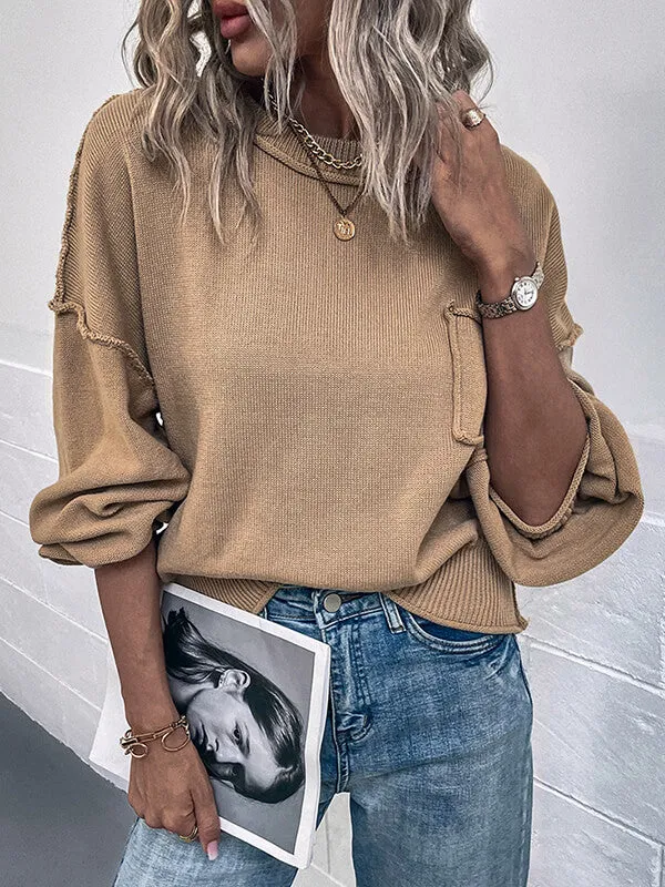 Airchics pull col rond épaule tombante manches longues femme