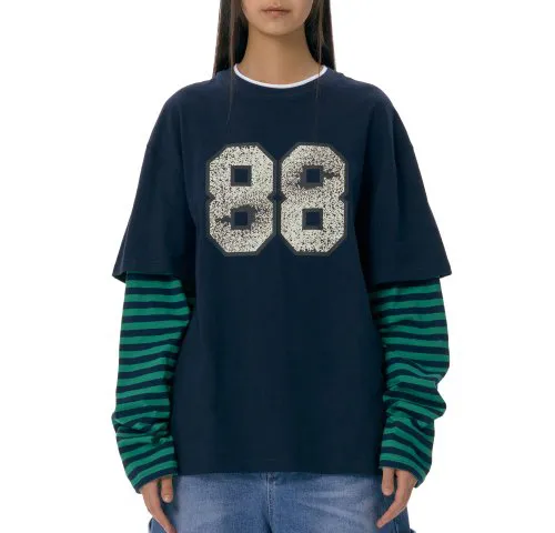 AMES-WORLDWIDE  |Crew Neck Stripes Unisex Street Style Long Sleeves Cotton