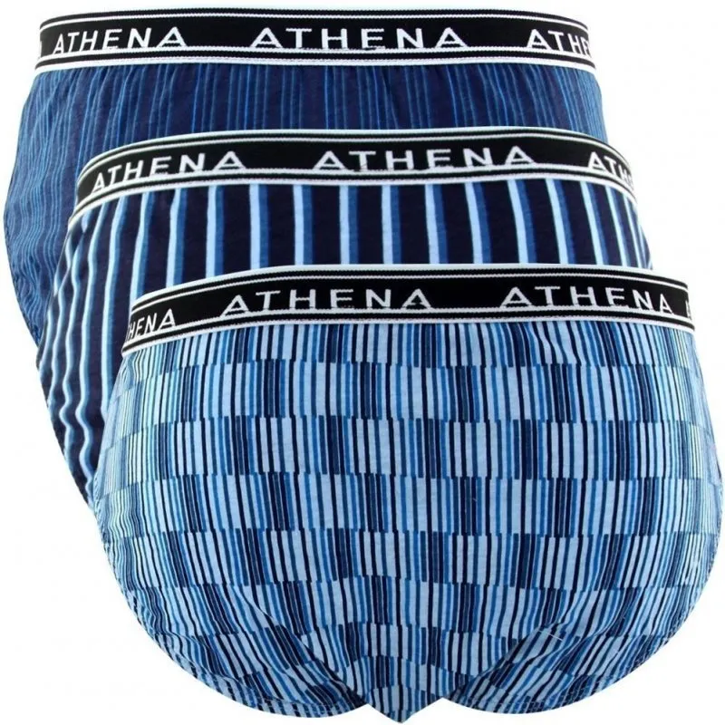 ATHENA Lot de 3 Slips Homme Coton TONIC Bleu