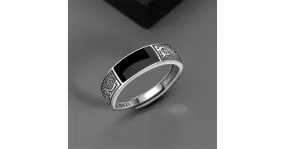 Bague ajustable en argent pour homme