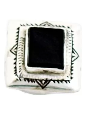 Bague carrée et agate, Bijoucolor - Noir