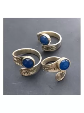 Bague croisée Touareg argent et cornaline, Bijoucolor - Bleu