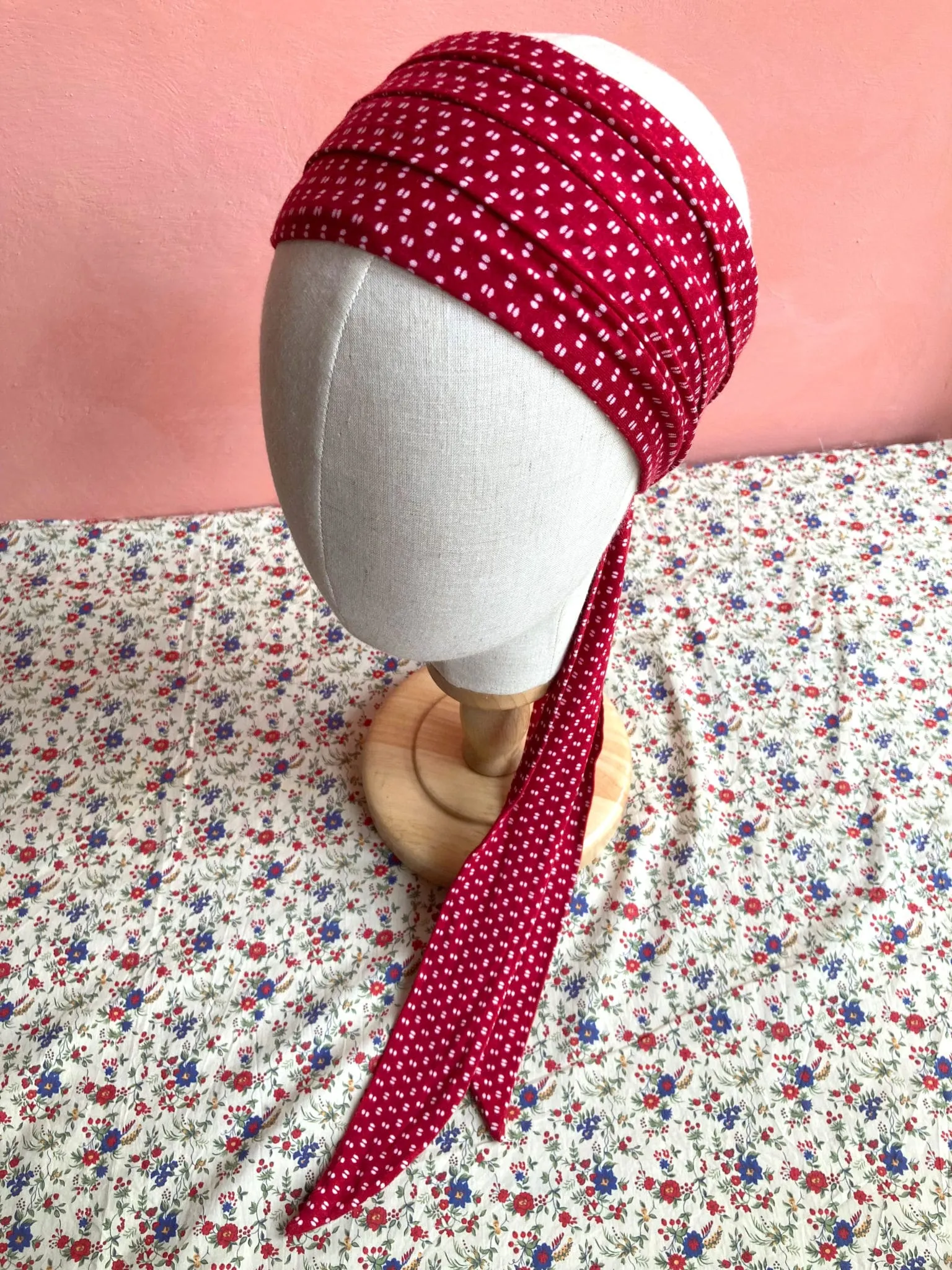 Bandeau chimiothérapie à pois rouge Mimi