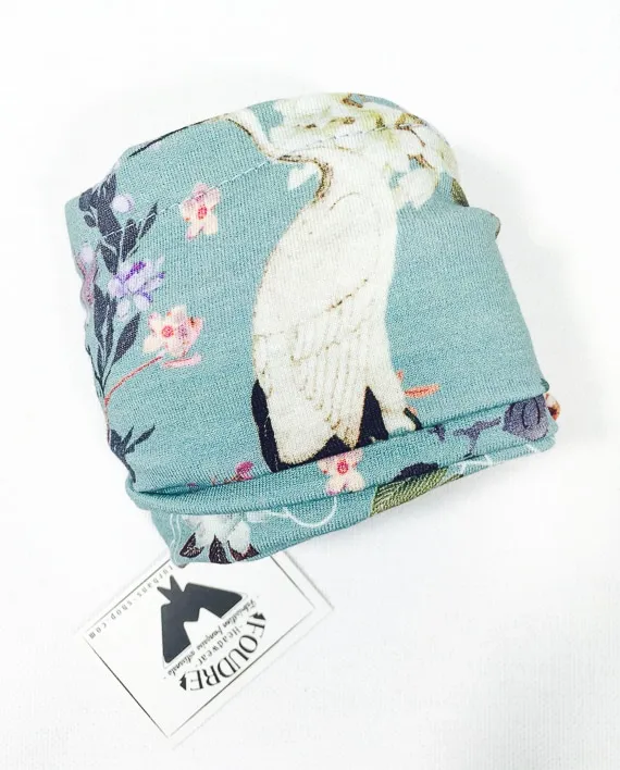 Bandeau pour chimiothérapie et pelade Foudre - Grues et pivoines