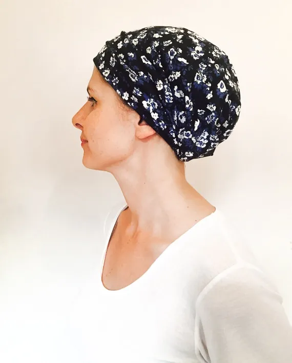 Bandeau pour chimiothérapie et pelade Foudre - Liberty bleu