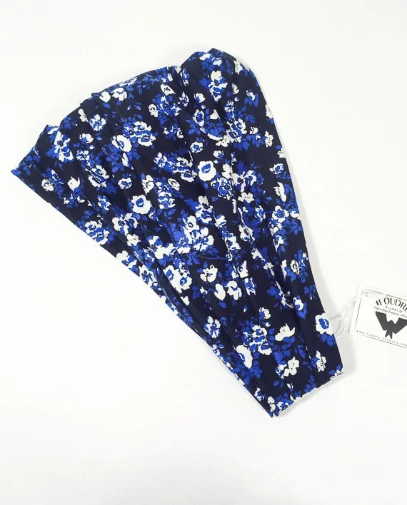 Bandeau pour chimiothérapie et pelade Foudre - Liberty bleu