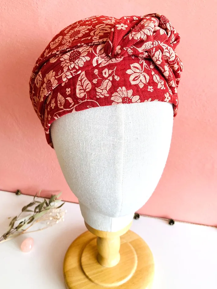 Bandeau à cheveux pour pelade japonais à fleurs rouge Sumi