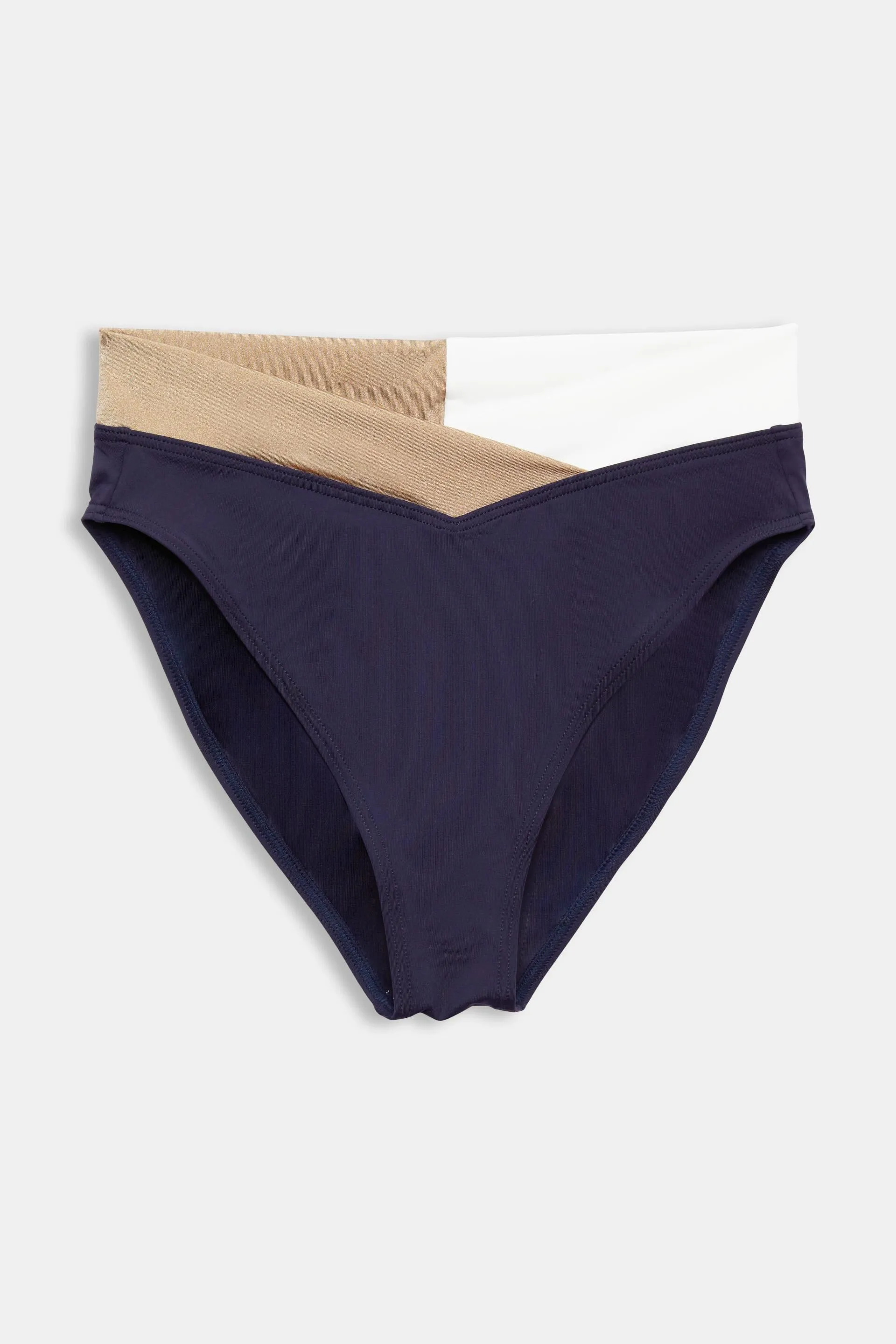 Bas de bikini à taille mi-haute tricolore