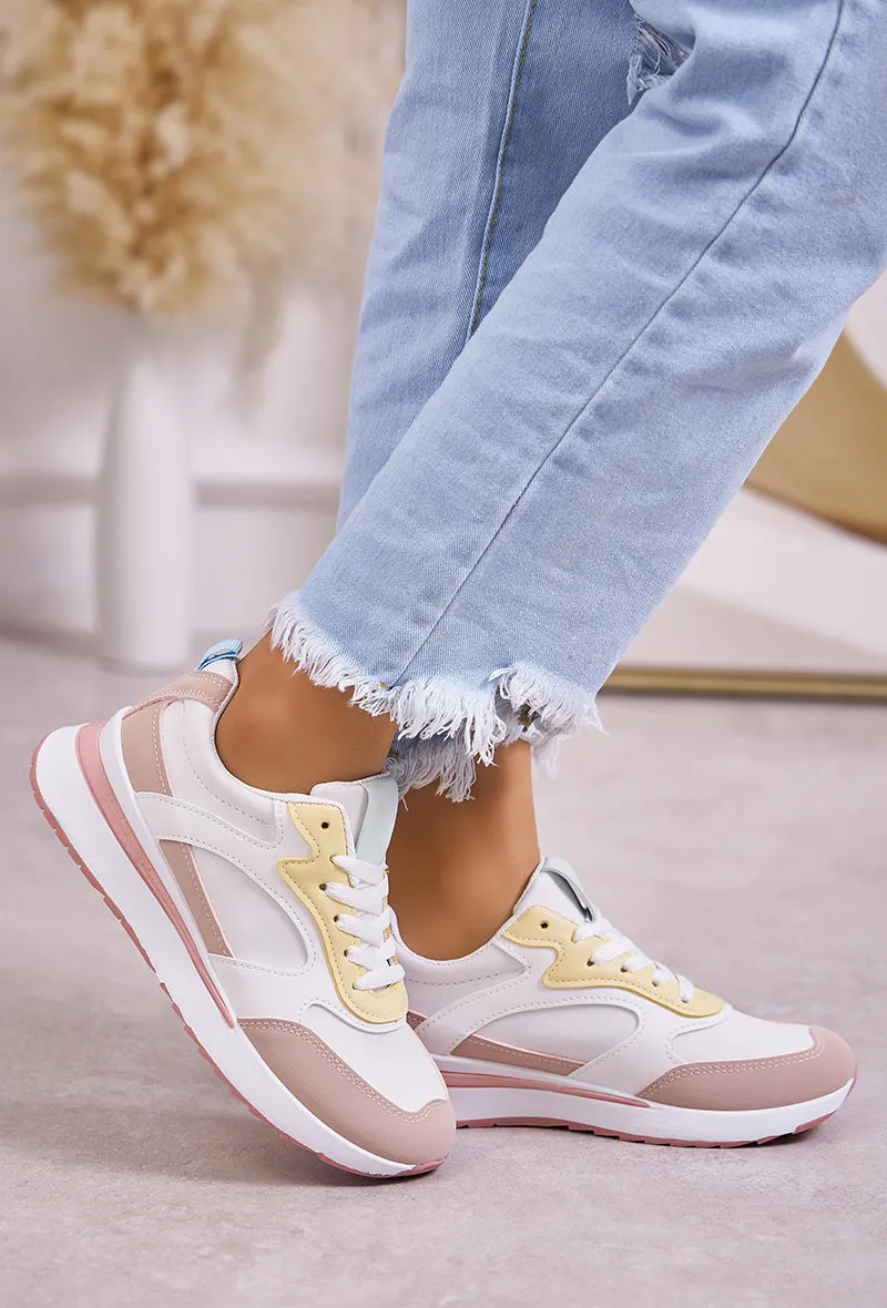 Baskets basses à lacets, tendances,  rose blanche