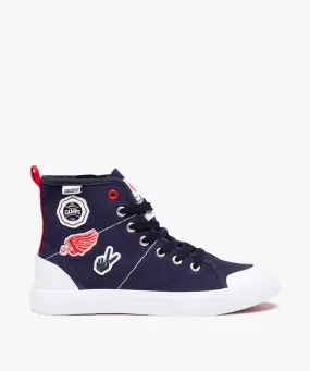 baskets garcon mid-cut en toile avec patchs ¨C camps united bleu baskets montantes