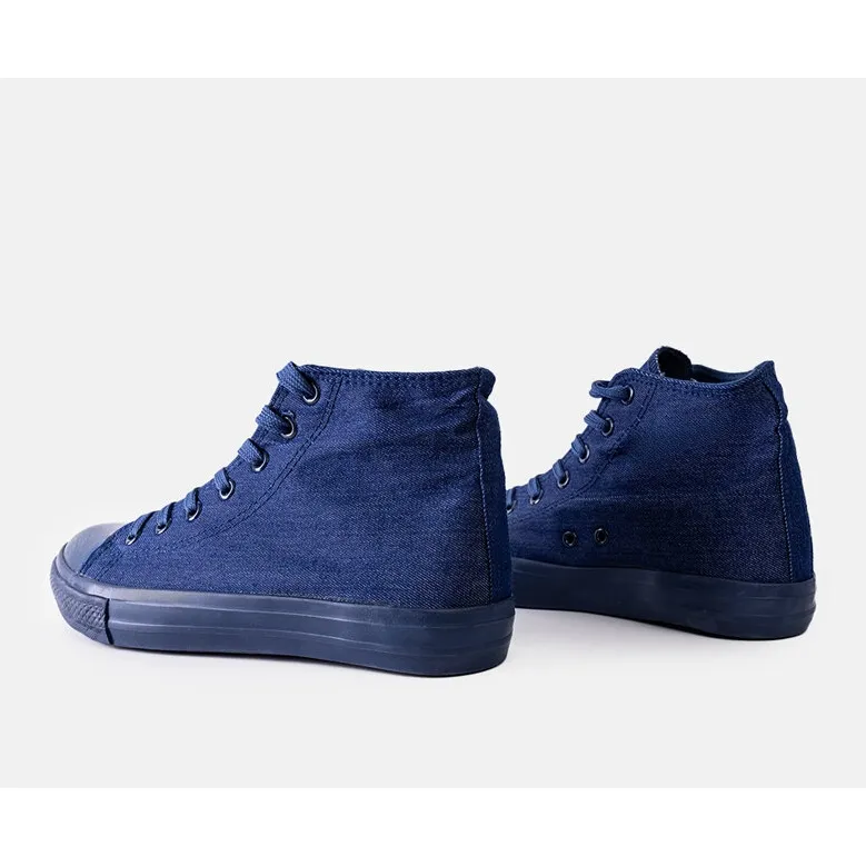 Baskets montantes en jean raphia bleu