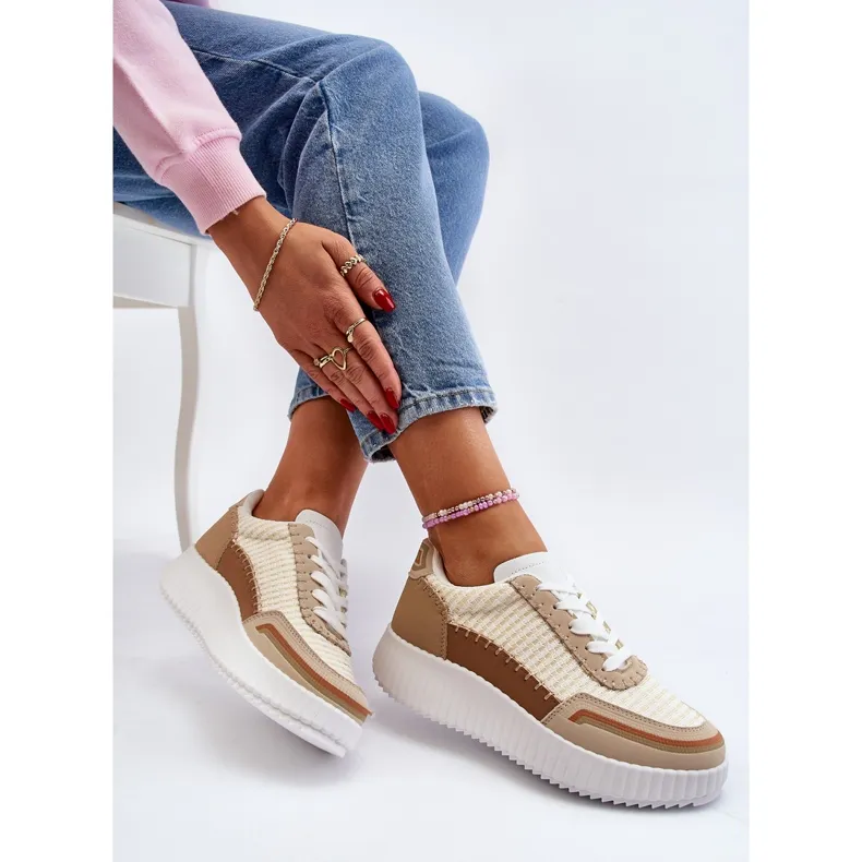 Baskets Plateformes Femme Beige Redala