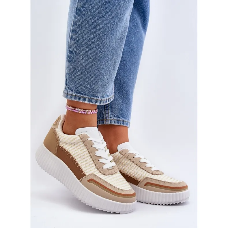 Baskets Plateformes Femme Beige Redala