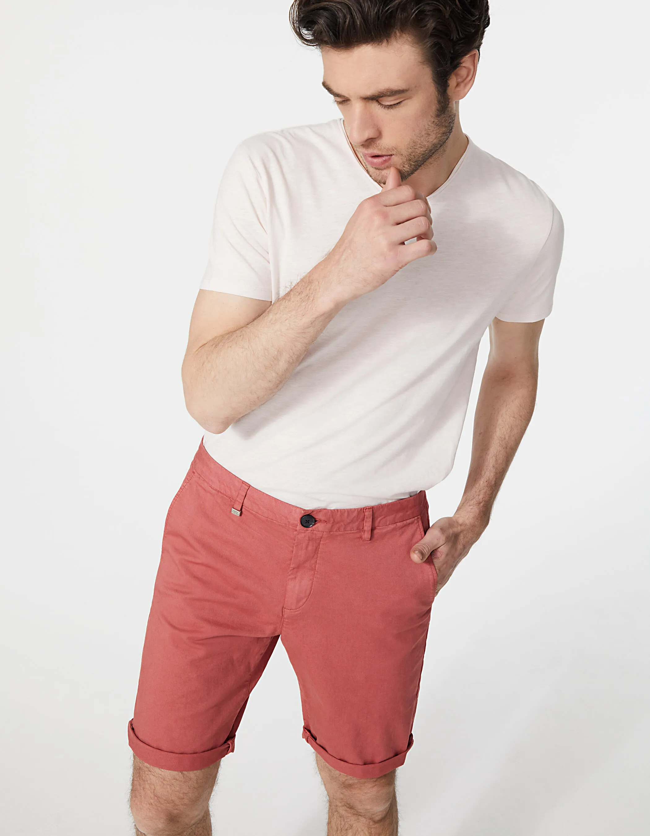 Bermuda chino SLIM rose indien Homme