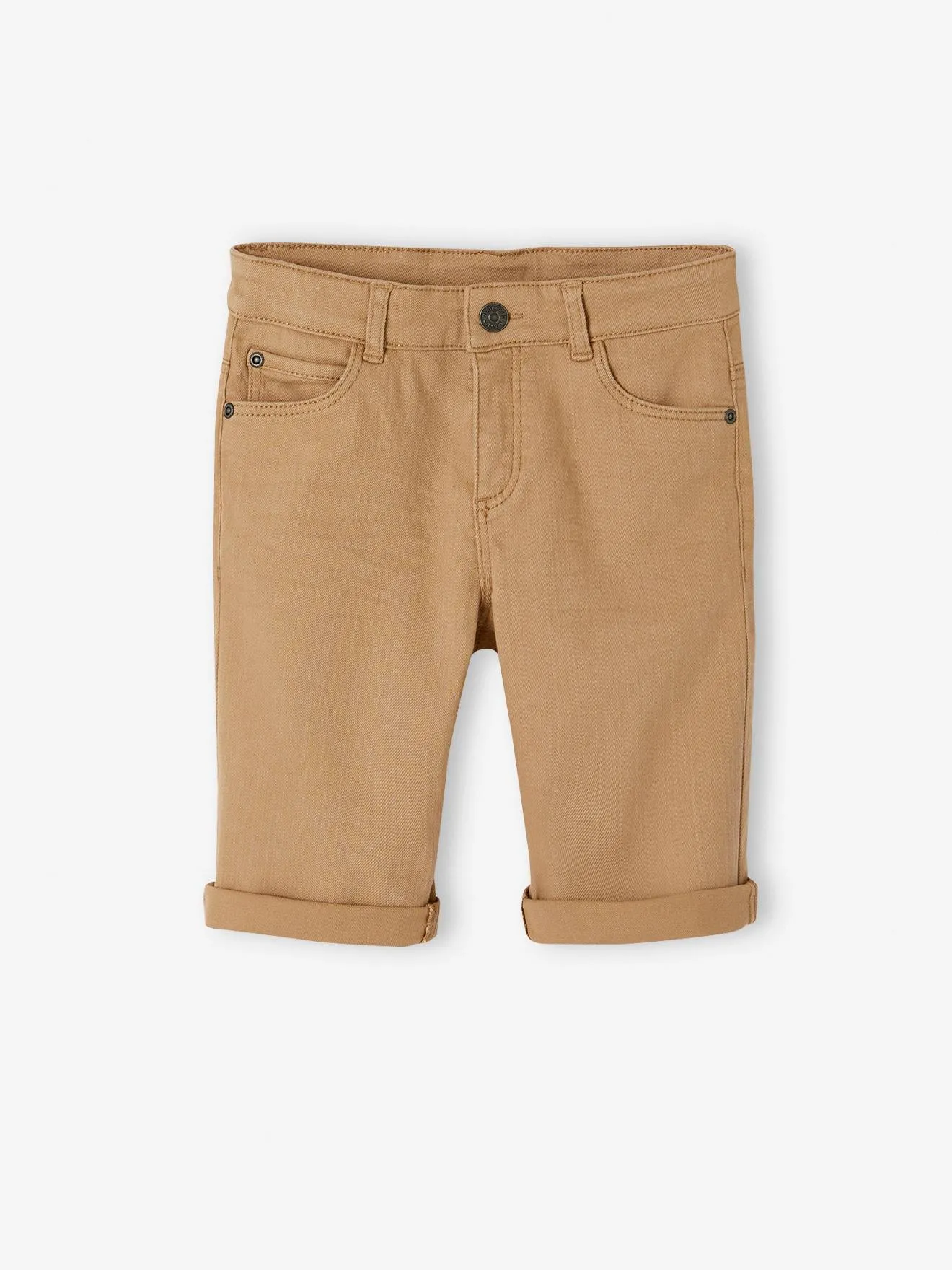 Bermuda couleur garçon en toile olive - Vertbaudet