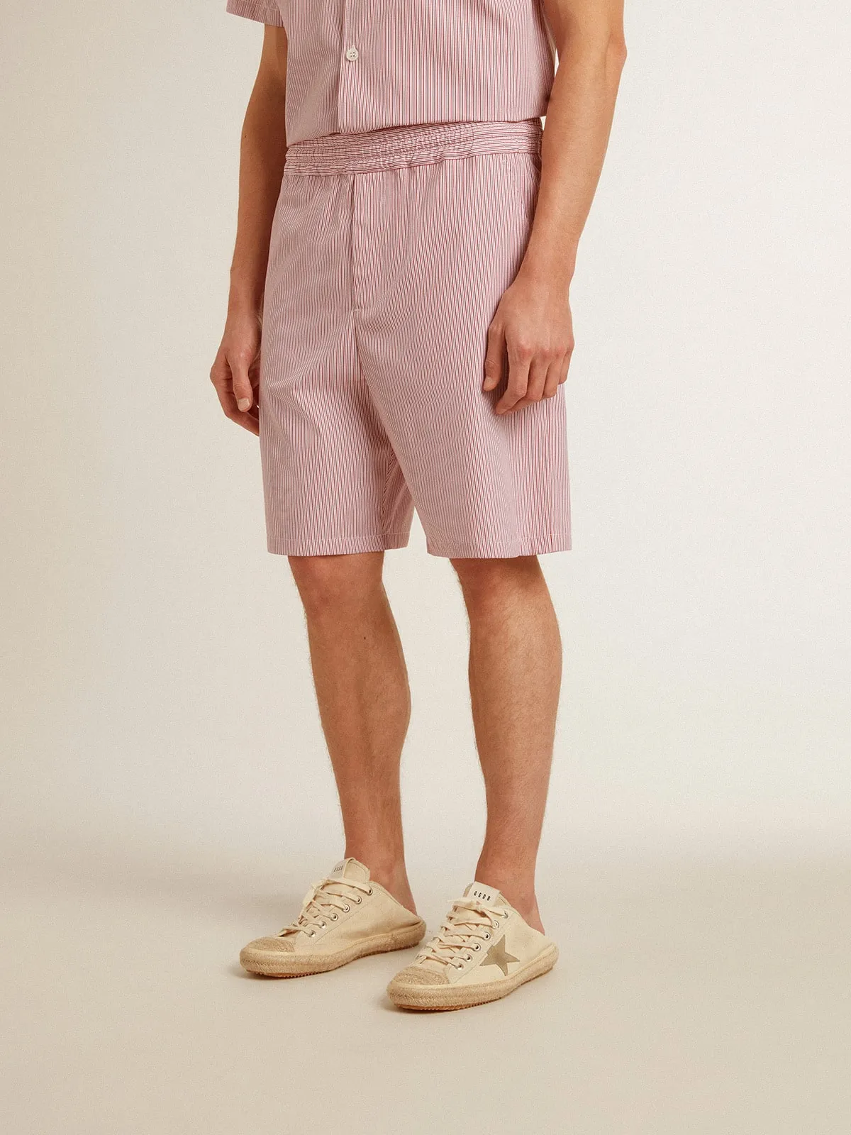 Bermuda en popeline de coton à rayures | Golden Goose