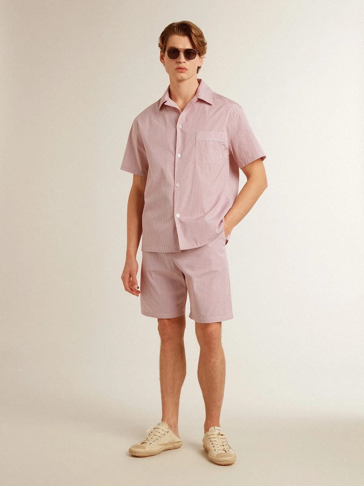 Bermuda en popeline de coton à rayures | Golden Goose