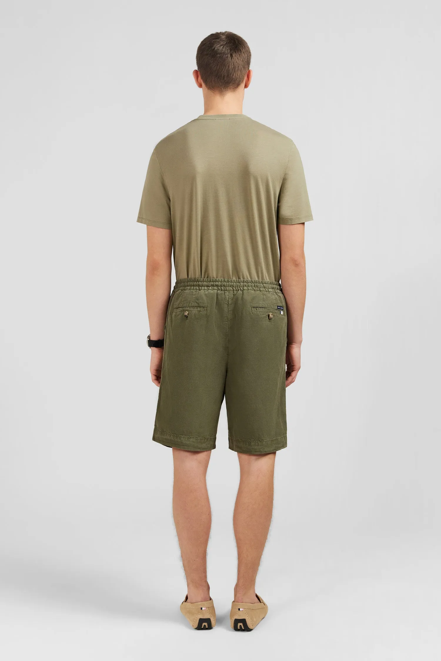 Bermuda kaki à taille élastiquée