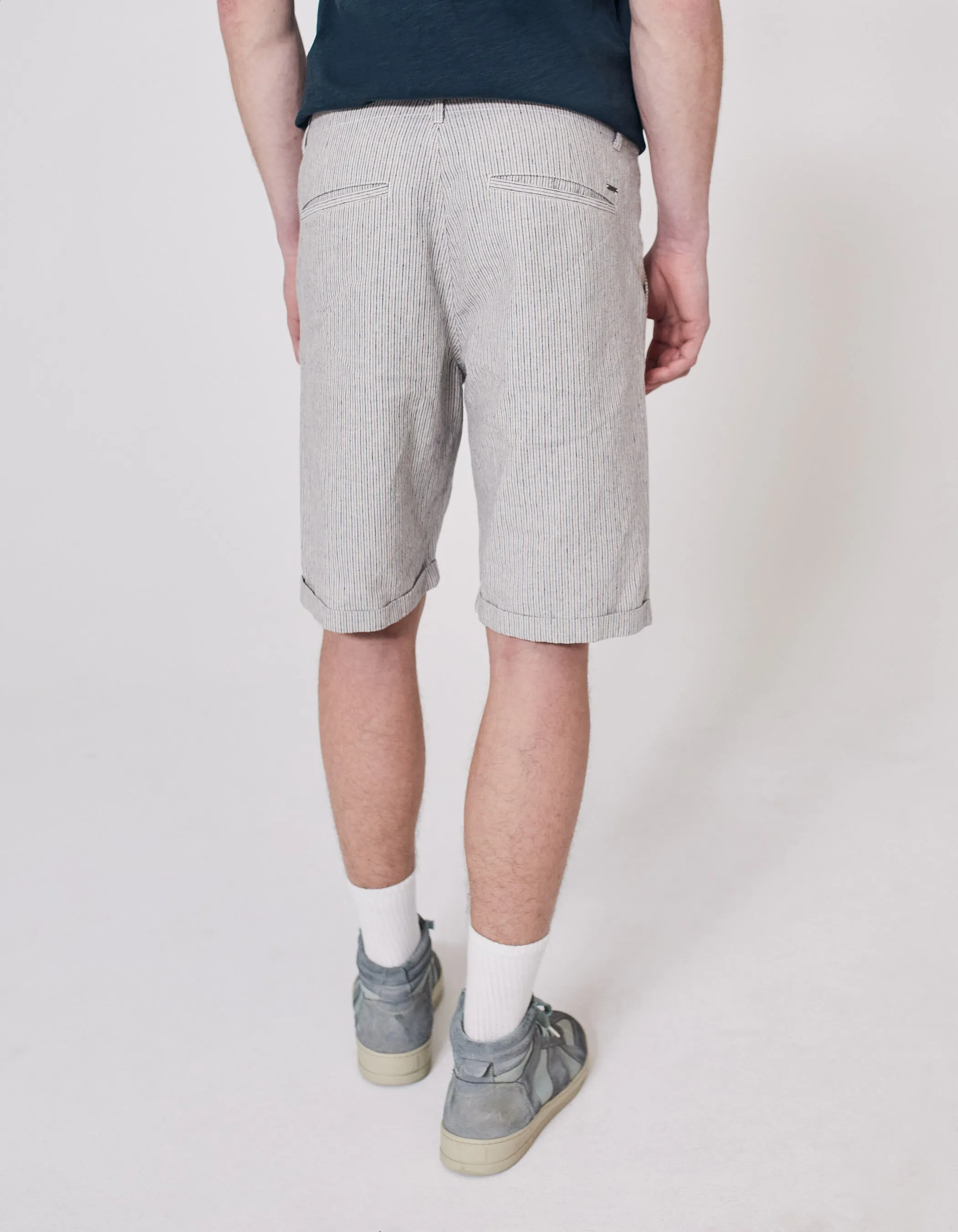 Bermuda SLIM aqua à rayures Homme