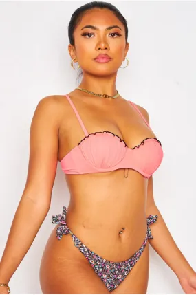 Bikini haut rose et bas fleuri