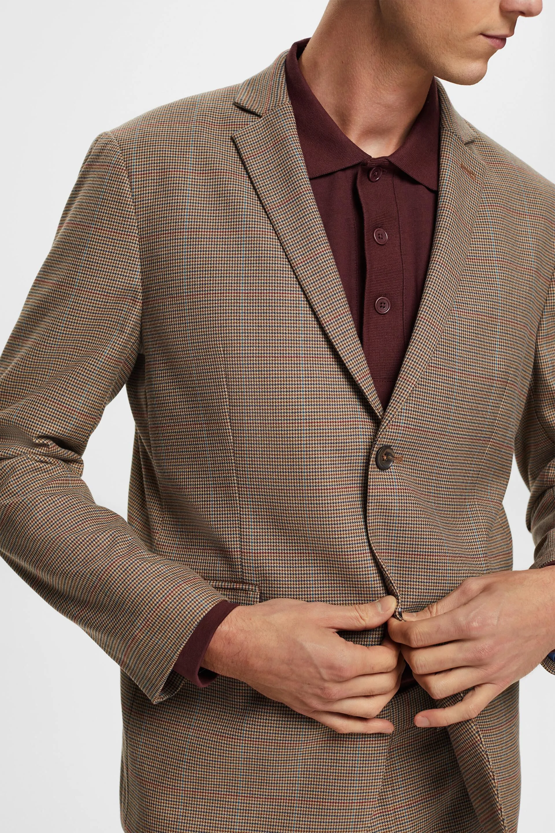 Blazer à carreaux au toucher effet laine