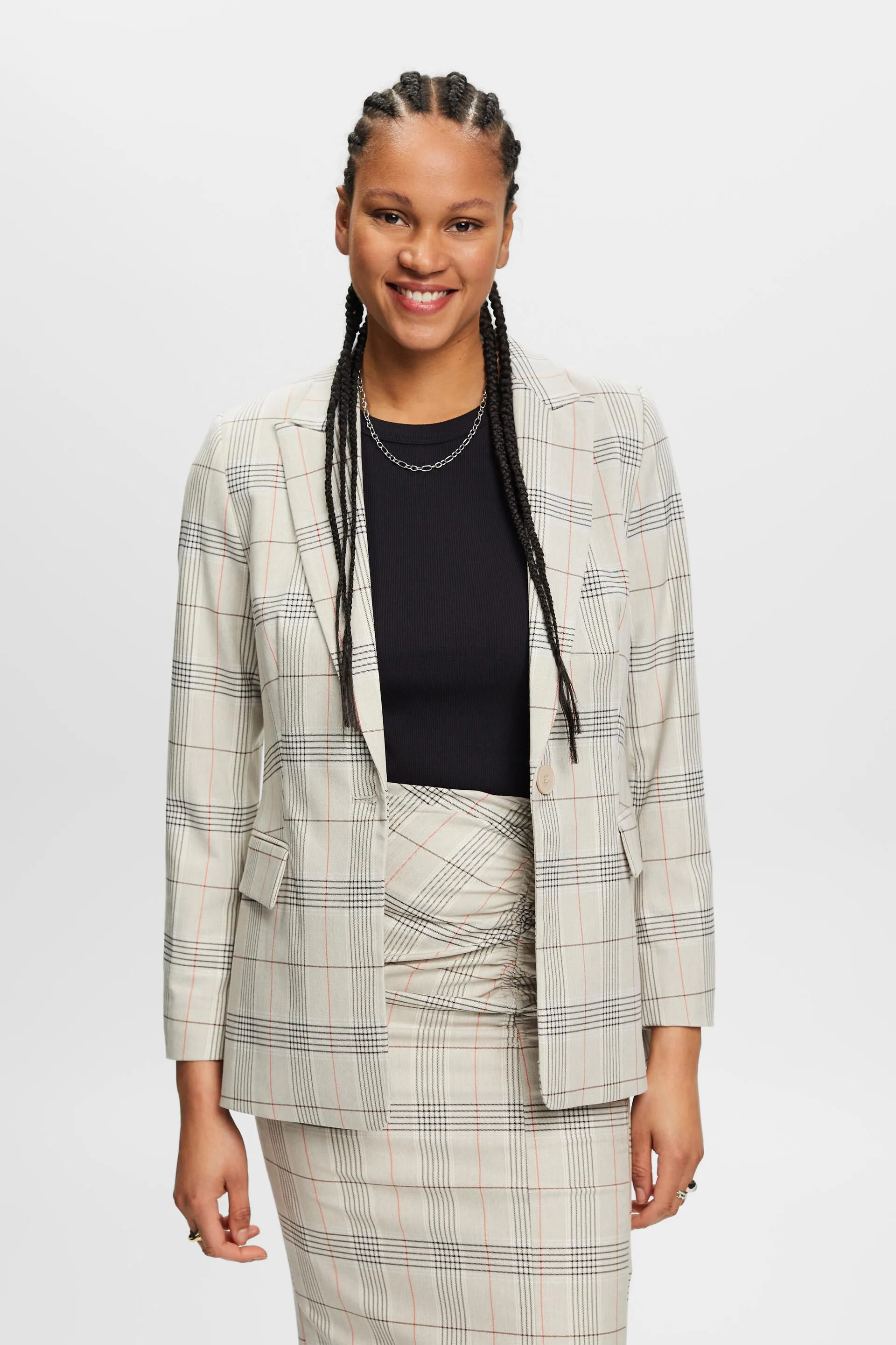 Blazer à carreaux et un bouton