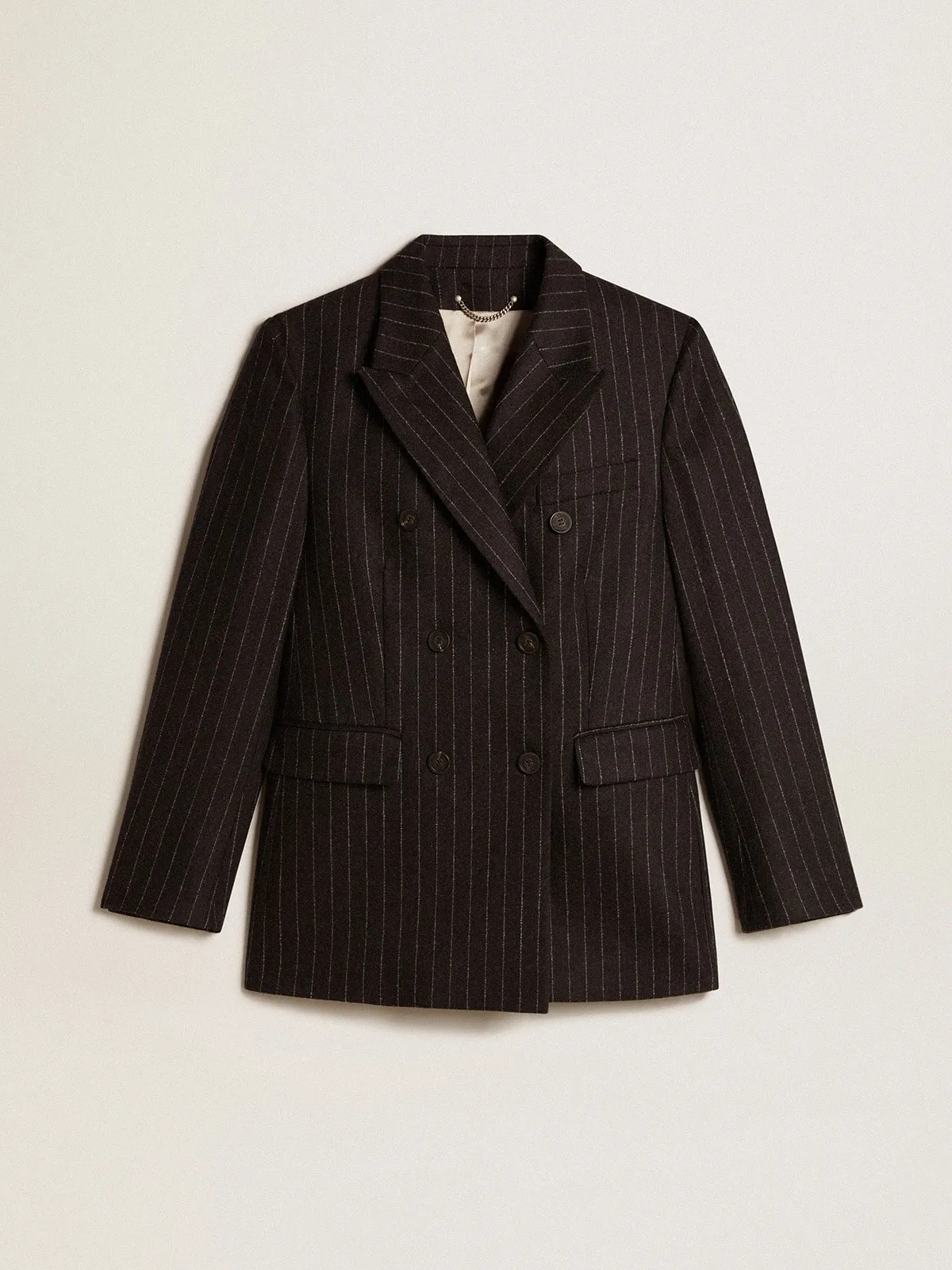 Blazer croisé femme en laine gris chiné | Golden Goose