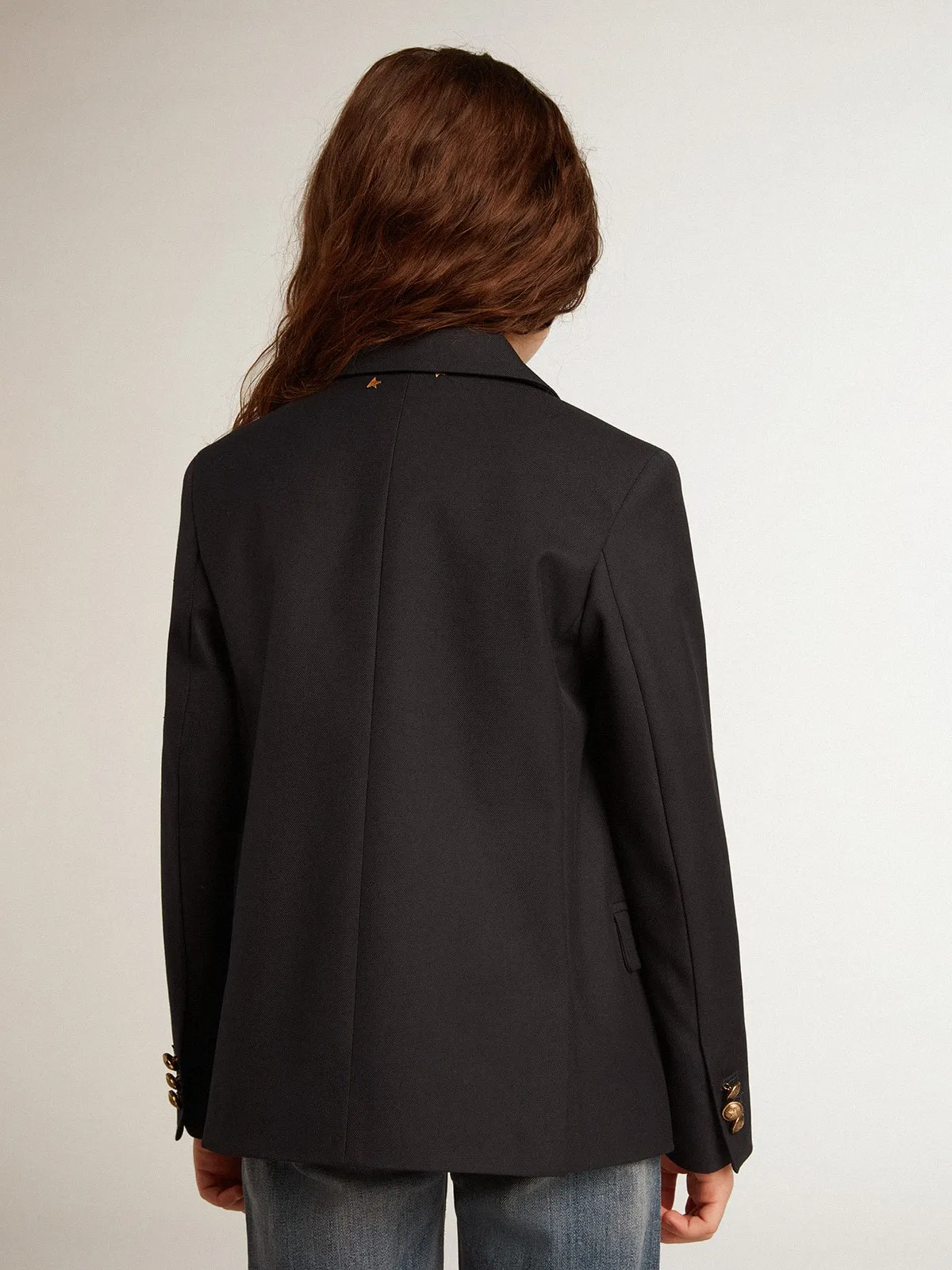 Blazer croisé pour garçon bleu foncé avec boutons | Golden Goose