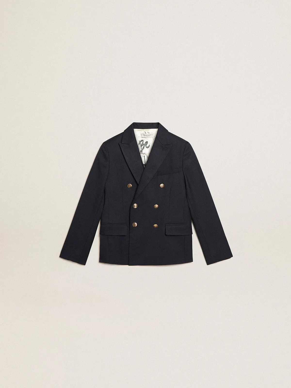 Blazer croisé pour garçon bleu foncé avec boutons | Golden Goose