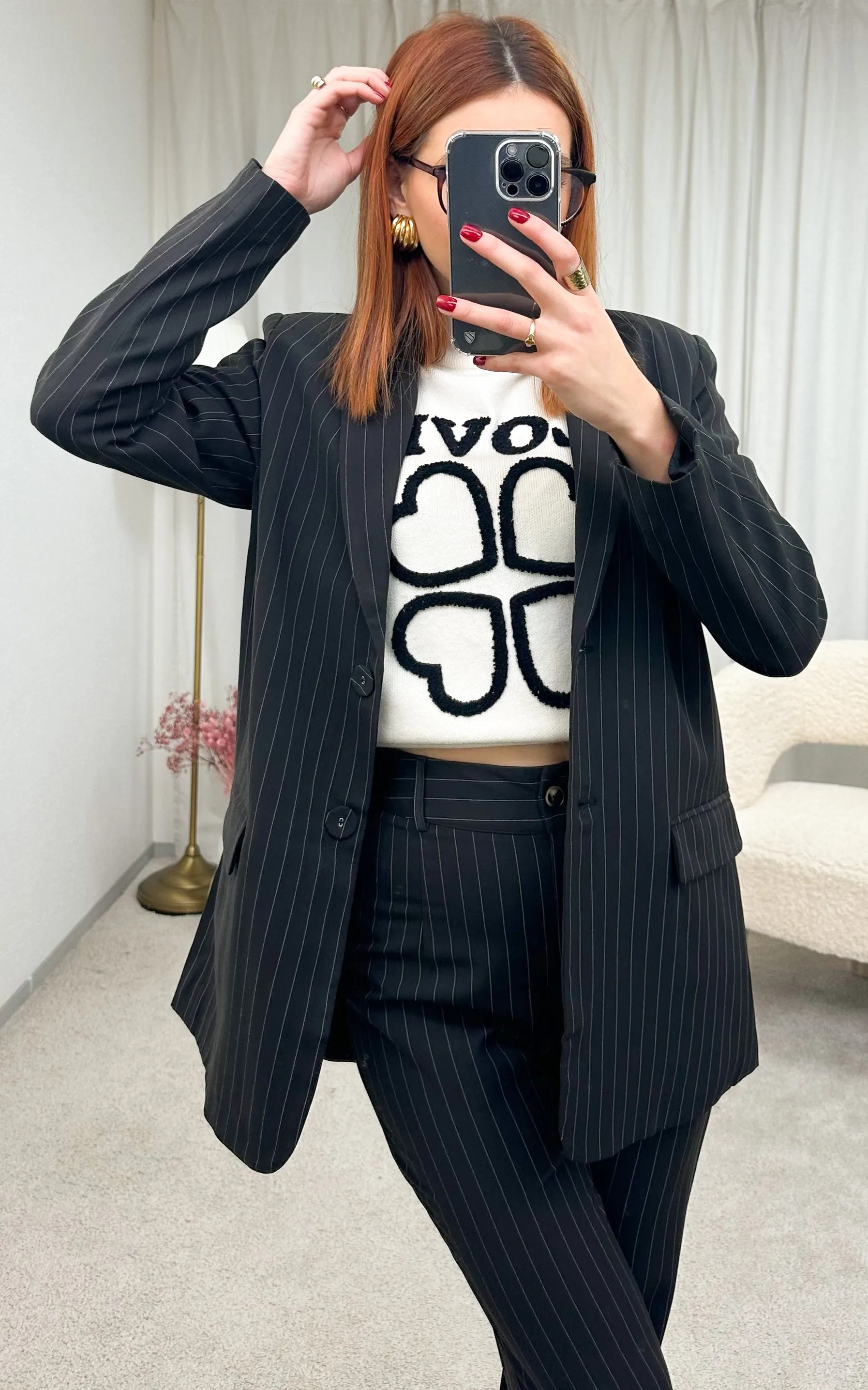 Blazer rayé noir ANTONINA