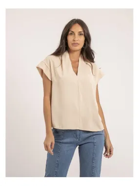 Blouse col V FATNA - Beige