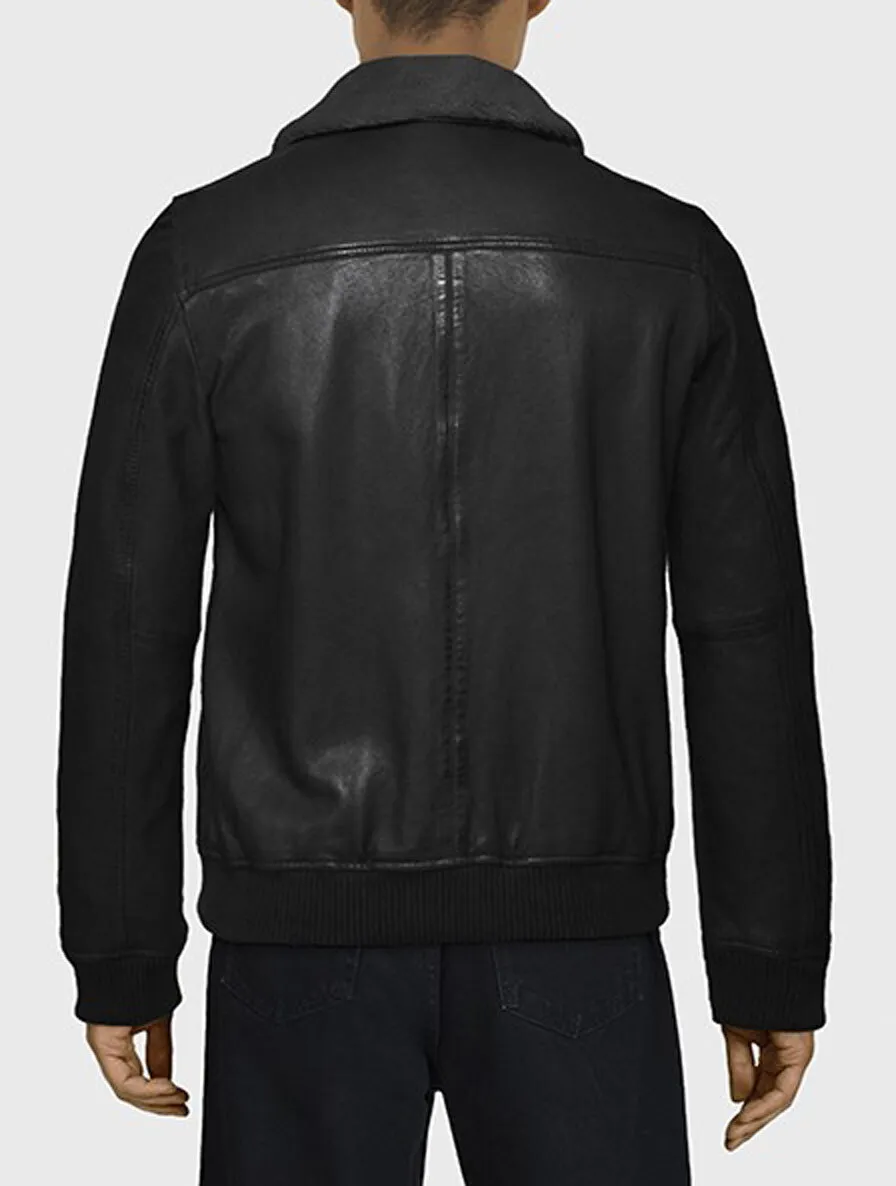 Blouson cuir homme noir style aviateur