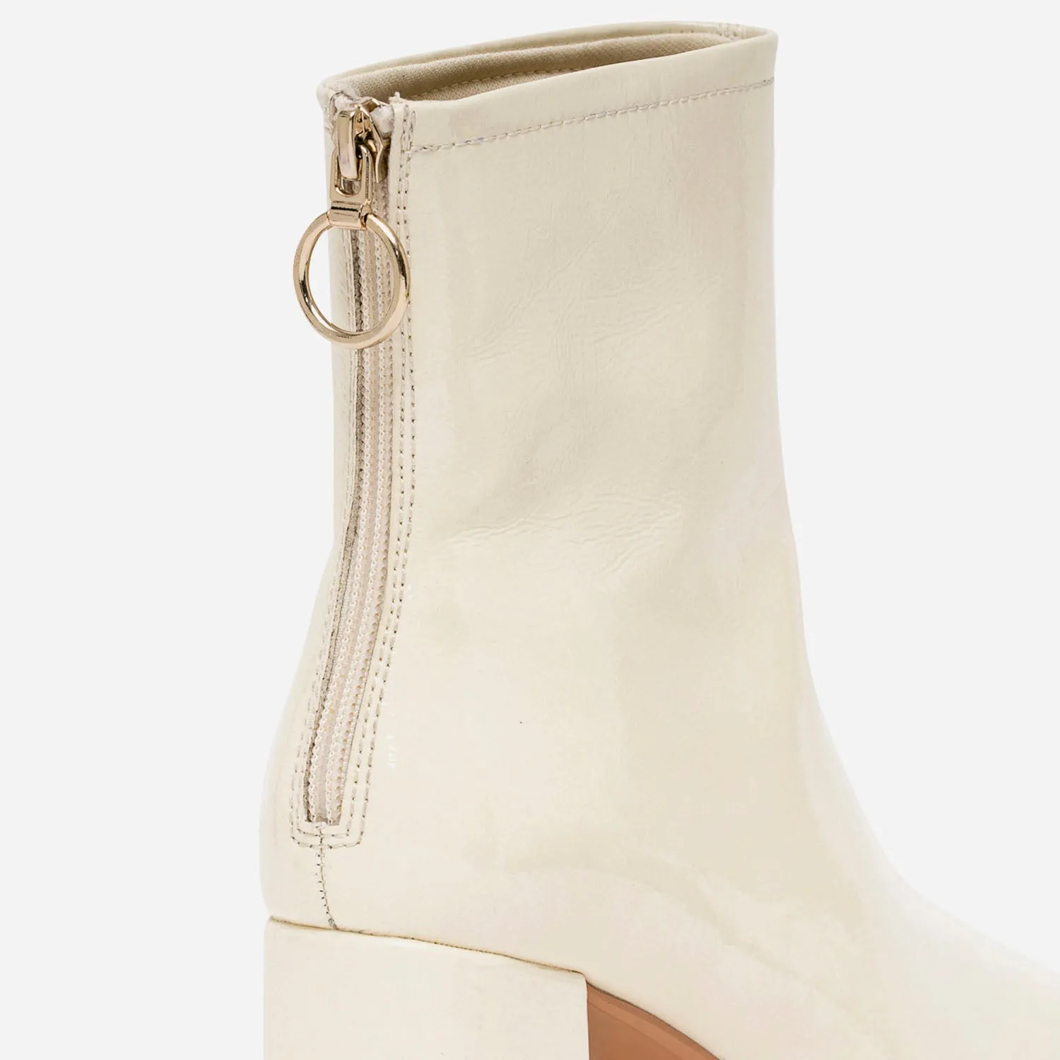 Boots blanc cassé verni à zip arrière - Boots / bottines Femme | ERAM
