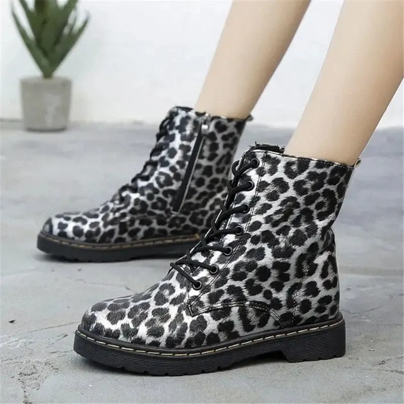 Bottines Imprimées Léopard Grises