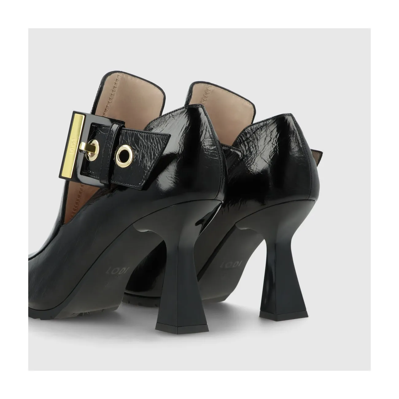 Bottines à talons femme en cuir avec imprimé animal noir | LODI Chaussures femme en ligne.
