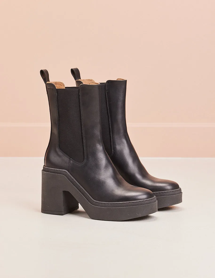Bottines à talons Sophie - Cuir noir